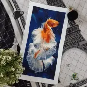 Goldfish cross stitch, complete embroidery, no frame