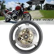 Matte Black Front Wheel Rim and Brake Discs Rotors Compatible with Honda CB400 VTEC 1999-2015 Generation1 / 2/3 / 4, Motorcycle Replacement Accessories Parts