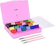[HIMI] Gouache Paint, Set of 24 Colors×30ml with Paint Brushes, Unique Jelly Cup Design, Non Toxic for Artist, Student & Beginners, Gouache Watercolor Painting(Pink)…