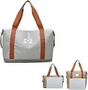 VhoMes Expandable Folding Inside Pockets Tote Travel Duffle Gym Fitness Swimming Yog Short Travel Airport Bags for Men Women, Grey, Fashion & Leisure