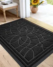 Heavy Duty Low Profile Welcome Mat for Entryway, Patio, Garage - 23x35 Black