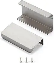 Satanga Edge Finger Tab Pull for cabinets Kitchen Concealed Drawer pulls Aluminum Flat Hidden Back Mount Door Handle for Home Pack of 6 Modern Brushed Nickel 2-1/2" Hole Center Easy Installation