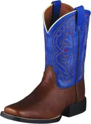 Ariat Kids' Quickdraw Western Boot 5 Big Kid, Brown Oiled Rowdy/Royal