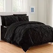 Elegant Comfort Luxury Best, Softest, Coziest 8-Piece Bed-in-a-Bag Comforter Set on Amazon Silky Soft Complete Set Includes Bed Sheet with Double Sided Storage Pockets, King/Cal King, Black