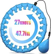 Weighted Infinity Hoop for Adult Weight Loss, 2 in 1 Smart Fitness Workout Hula Circle Hoops with 27 Detachable Knots, Exercise Fit Hoop Suitable for Women and Beginners