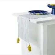 Tabitha Brown Table Runner with Yellow Tassel Trim Table Linen