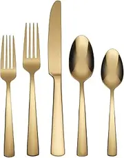 Oneida Aptitude Gold 20 Piece Everyday Flatware Set, 2.90 LB, Metallic