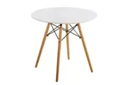 Fraser Country Elegant Round Dining Table with Beech Wooden Legs - White