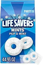 LIFE SAVERS Pep-O-Mint Breath Mint Bulk Hard Candy, Party Size, 44.93 oz Bag