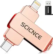SCICNCE 512GB Flash Drive Intended for iPhone, USB Memory Photo Stick Storage for Photos Videos, Plug and Play No Application Required, Compatible with iPhone iPad Android and Computers (Rose Gold)