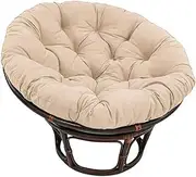 Papasan Chair Cushion, Round Hanging Egg Hammock Chair Pads with Ties Quilted Design Swing Chair Cushions for Indoor Outdoor Various Sizes (Color : Khaki, Size : 90 * 90cm)
