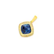 9ct Gold, Created Sapphire & Diamond Cushion Cut Enhancer Pendant in Blue