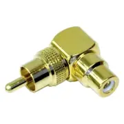 PA2470 Right Angle RCA Plug To RCA Socket Gold Adaptor RIGHT ANGLE RCA PLUG