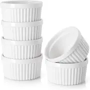 Ramekins for Creme Brulee Souffle, Ceramic Ramekins for Baking, Classic Style Ramekins Bowls, Set of 6