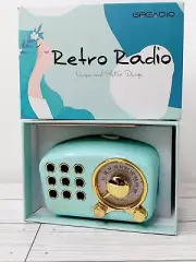 Retro Bluetooth Speaker & MP3 Player~ Blue Vintage Radio-FM Radio NIB