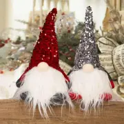 Lighted Christmas 12" Gnome, Handmade Sequins Hat Scandinavian Swedish Tomte