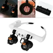 LED Magnifying Glasses Head with Light Headband Hands-Free Magnification with 3X, 4X, 5X, 6X, 7X, 10X Warm and Cool LED Lights