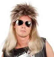 Boland 86060, adult pop rock, mullet, long hair wig, blonde/brown