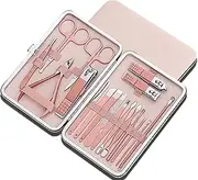 KLVN 18pcs Stainless Steel Nail Clippers Scissors Set Kits Manicure Pedicure Nail Care Set Nails Art Beauty Sets Manicure Tool(18pcs)