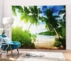 Beaches With Palm 3D Blockout Curtain Printing Curtains Drape Fabric Window