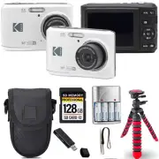 Kodak Pixpro FZ45 Camera (White)+Spider Tripod + Case - 128GB Kit