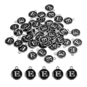 Alphabet E Enamel Letter Charm Enamel Initial Charm Black 50 Pcs