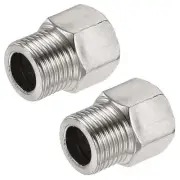 2pcs Stainless Steel Hex Reducer Fitting G3/4 Female to G1/2 Male Thread Adapter