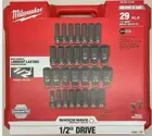 Milwaukee 49-66-7016 Shockwave Metric & SAE 29 piece 1/2 Dr Impact Socket Set