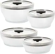 Anyday Everyday Microwave Cookware Set, Safe Silicone & Glass, Rice Cooker & Vegetable Steamer, Black Sesame, Includes 1 x Large & Medium Deep, 1 x Large & Medium Shallow