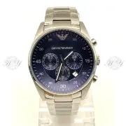 New In Box Emporio Armani AR5860 Blue Steel Chrono Stainless Steel Mens Watch
