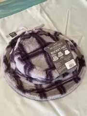 NWT Sprigs Faux Fur Reverse to Print Hat Purple/gray