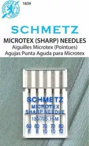 SCHMETZ MICROTEX SEWING MACHINE NEEDLES ASSORTED SIZES~5 PACK~PART# S-1839