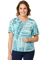 [Fella Hamilton] Araminta Flutter Sleeve Top in Mint Mix