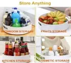 Storage Organiser Round Rotating Revolving Condiment Rack Lazy Susan - White
