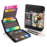 Double Brush Marker Pens Art Markers Set with Fine Tip and Brush Tip 72 Colors