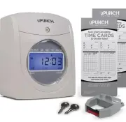 uPunch Hn2500 Electronic Calculating Time Clock Bundle, LCD Display, Beige/Gray
