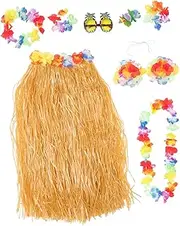 Holibanna Hawaii Grass Skirt Beach Outfits Adult Hula Skirts Hawaii Hula Skirt Tropical Party Outfit Hawaiian Party Costume Hawaiian Hula Outfit Tropical Hula Dance Green