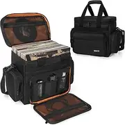 OUUTMEE Record Travel Carry Bag, Portable Vinyl Album Storage Bag for Travel and Collection, Black, Record case