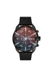 [Diesel] Diesel - Spiked chronograph black leather watch - Timeframes - Man - Black UNI Black