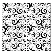SCROLL DESIGN 3-D FOAM TILE 4 pieces 10.6" by 10.6" square black and white decor
