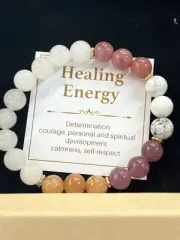 Natural Gemstone Boho Healing Energy Bracelet for Courage, Calm & Growth