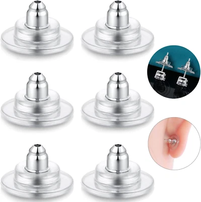 3-Pairs 925 Sterling Silver Earring Backs Replacements for Diamond Studs,14K Whi