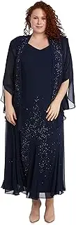 [R&M Richards] Women's Plus Size Beaded Jacket Dress - Mother of The Bride Dresses
