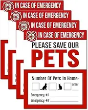 IT'S A SKIN Pet Rescue Sticker - Fire Safety - Emergency Pet Window Decal - Dog Cat 4x5 Durable Laminate 4 Pack