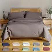 BAMPURE 4Pcs - 100% Viscose Derived from Bamboo Sheets Full Size Sheets Set - Super Soft Viscose Bamboo Cooling Sheets for Hot Sleepers - Up to 16’’ Deep Pocket - Luxury Series Full Sheet Set (S Gray)