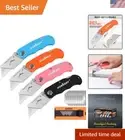 Colorful 4-Pack Folding Utility Knives with Safe Back-Lock Mechanism & Blades