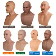 Realistic Silicone Full Face Mask Party Prop Cosplay Male Hood Headwear