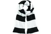 Beechfield Varsity Unisex Winter Scarf (Double Layer Knit) (Black / White) (One Size)