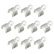 400Pcs Fold Over Cord Ends, 4x6.5mm Terminators Crimp End Tips Silver Tone