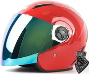 Open Face Helmet Moped Helmet with Extended Visor Motorcycle Jet Helmet Removable Liner Fit Adult Men Women Motorcycle Scooter Chopper DOT/ECE Approved